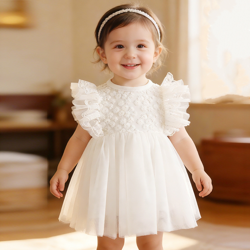 Baby Nursery Embroidery - Ruffles dantel yenidoğan bebek kız düğün