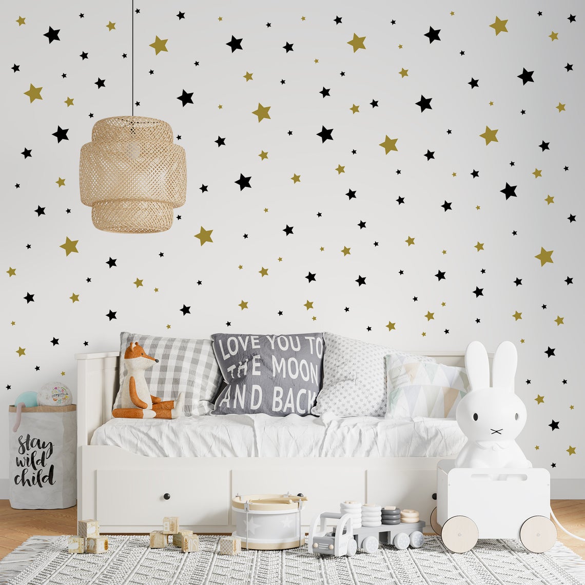 Baby Nursery Wall Decals - Karikatür 65 Adet Yıldız Duvar Sticker
