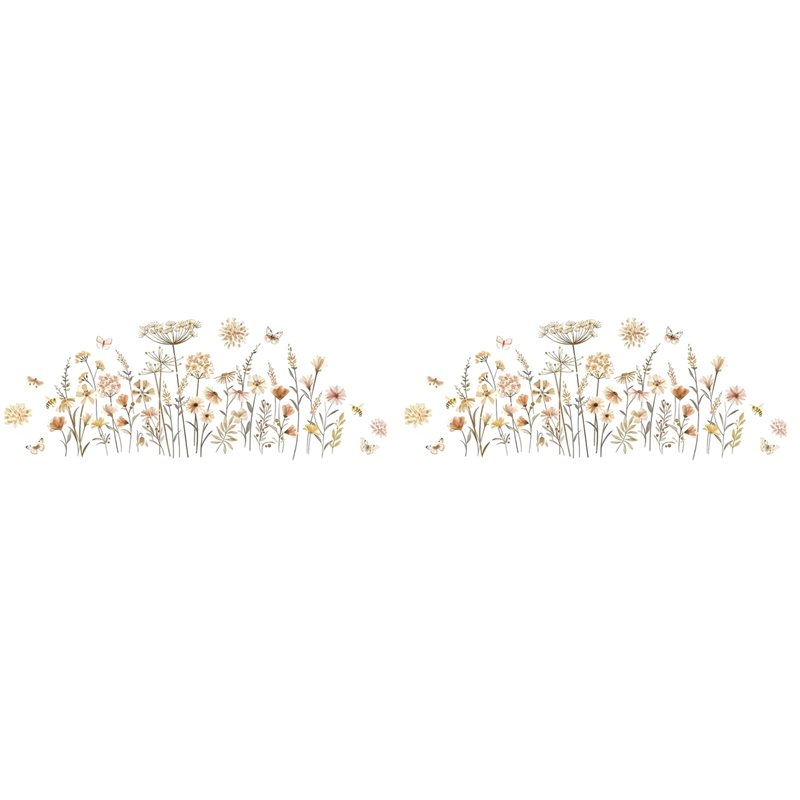 Baby Nursery Wallpaper Girl - [Efektif] 2X Boho Çiçek Duvar Çıkartmaları