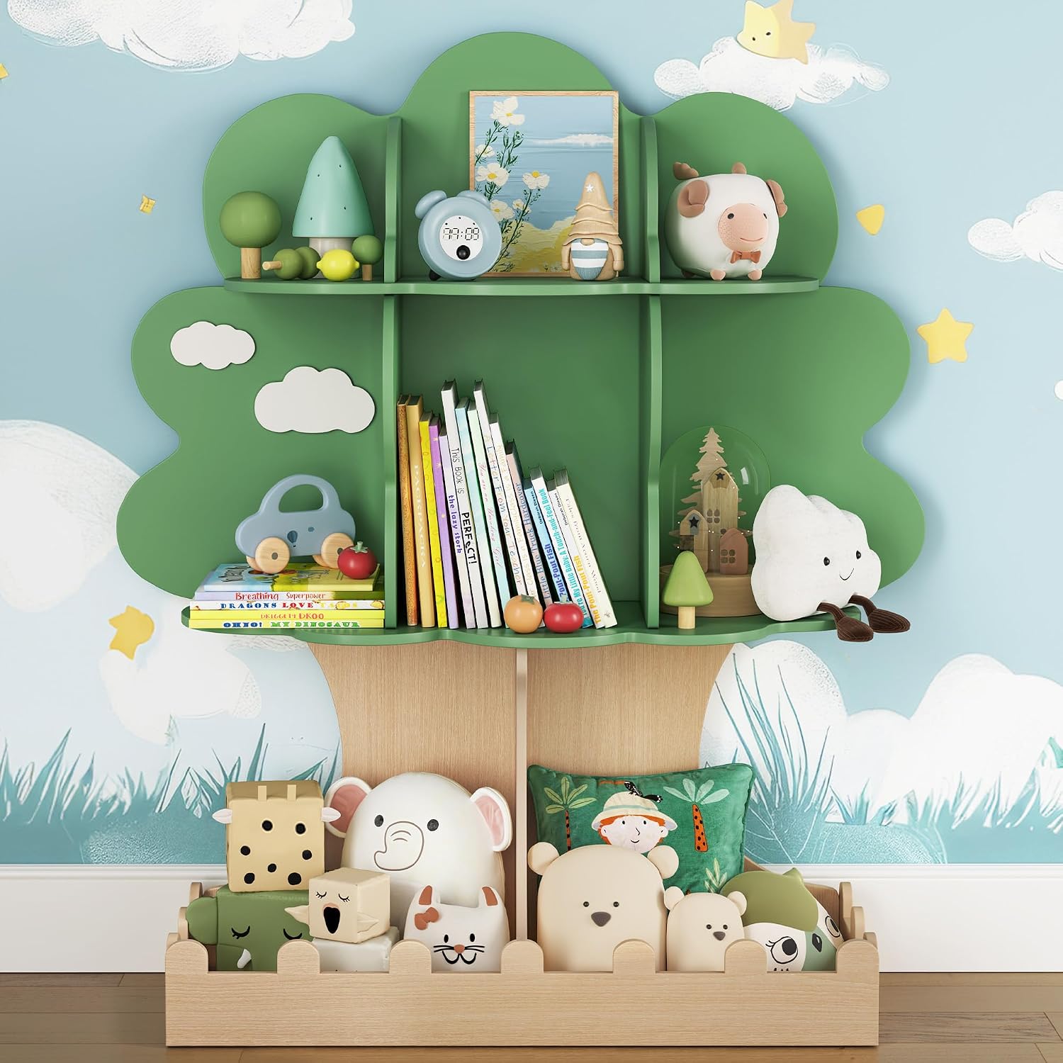 Baby Nursery Tree - Çocuk Kitaplık Ağacı Bebek Montessori Ahşap