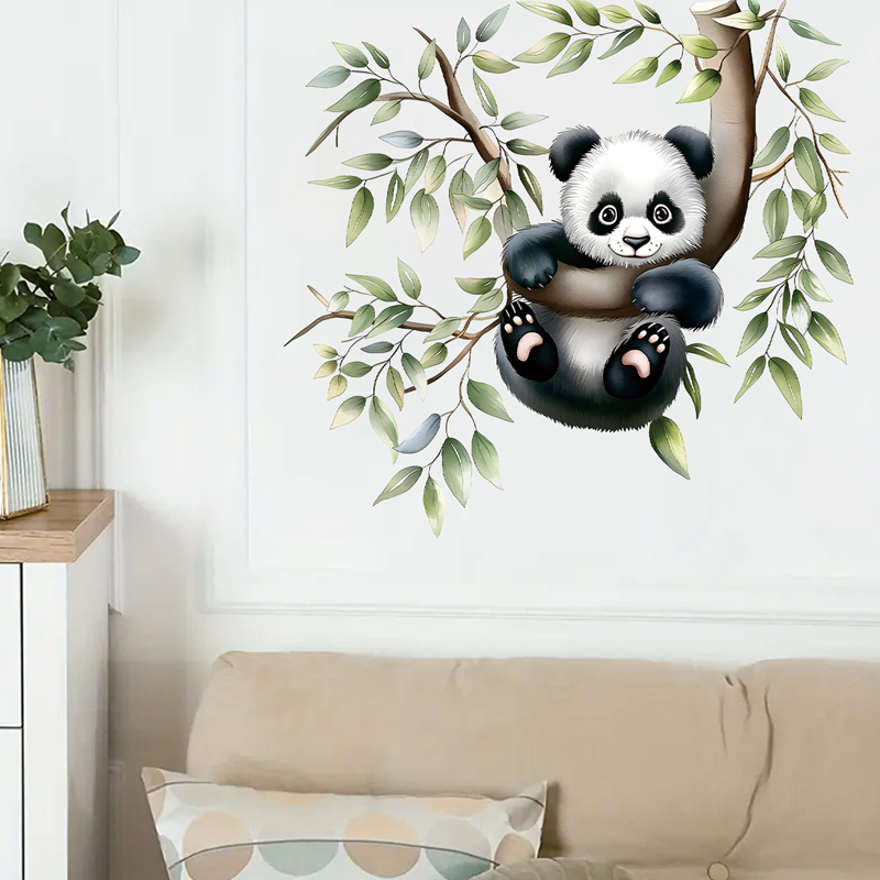 Baby Nursery Tree - Sevimli Hayvan Posteri Bebek Panda Ağaç