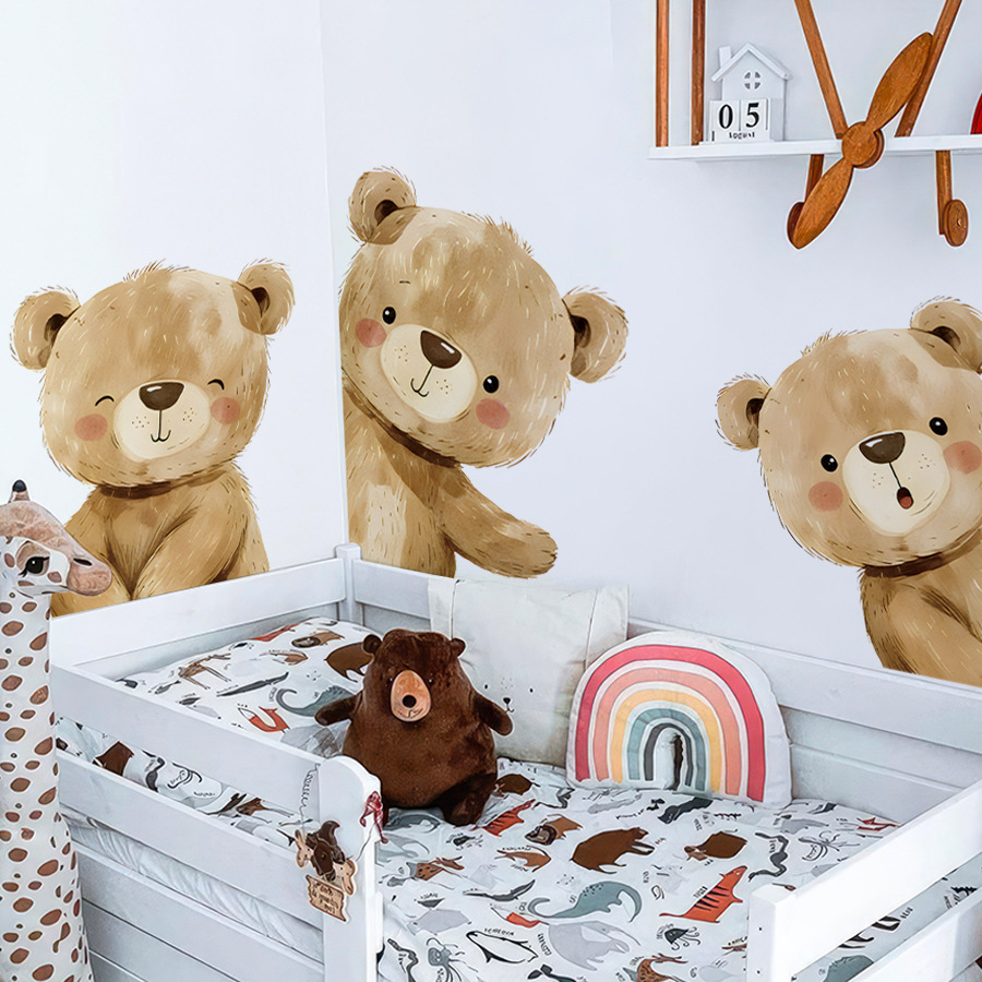 Baby Nursery Wallpaper Girl - Kawaii Karikatür Ayı Duvar Çıkartmaları çocuk