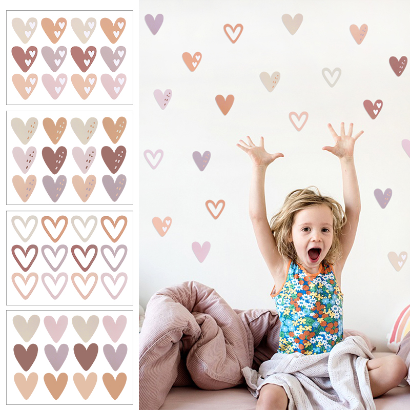 Baby Nursery Wallpaper Girl - 2 adet güzel kalpler Ins duvar