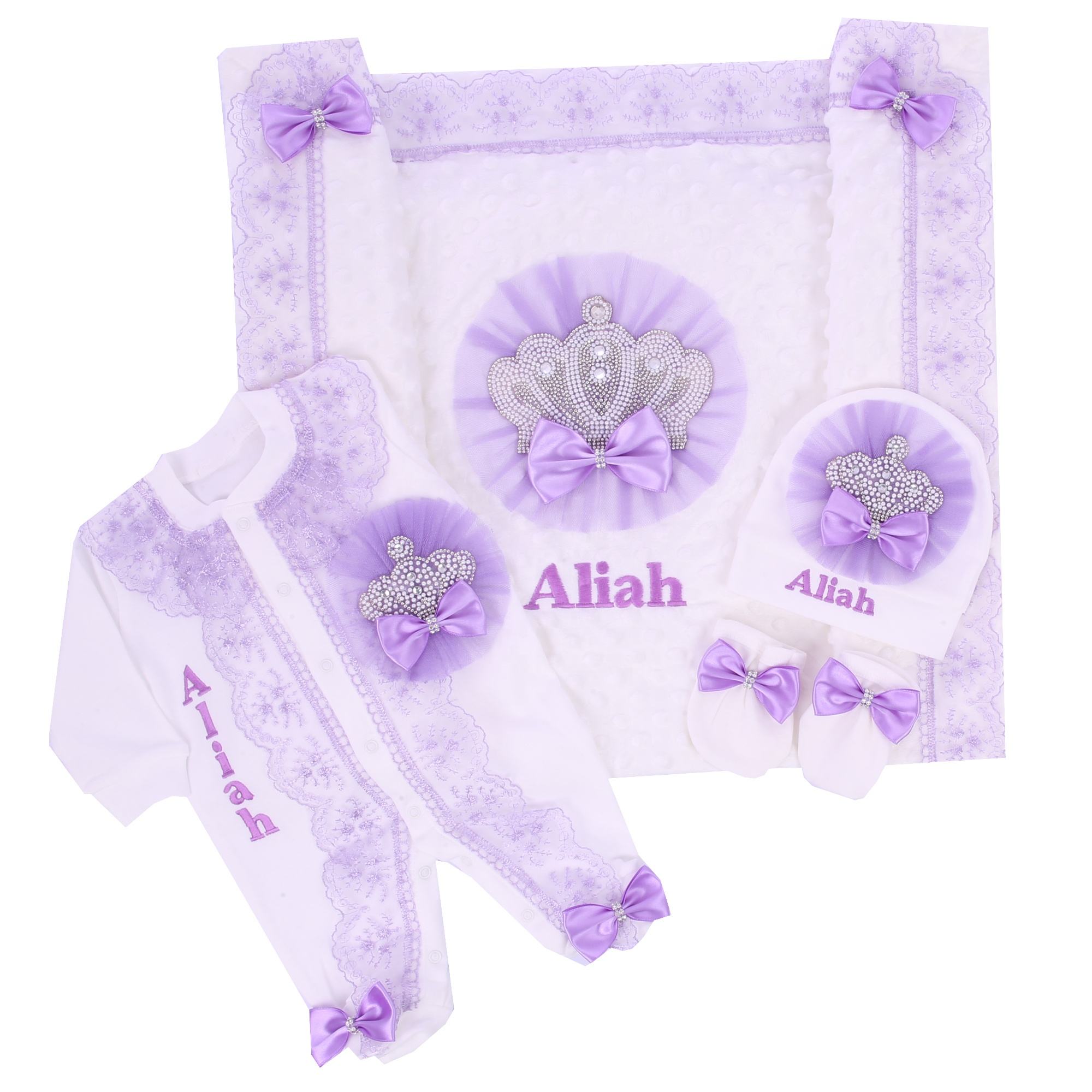 Baby Nursery Embroidery - Lavanta Dantel 5 adet Bebek Kız