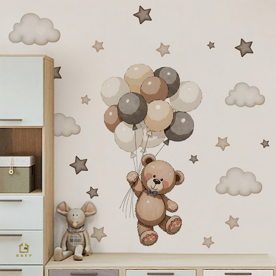 Baby Nursery Wall Decals - Sevimli Oyuncak Ayı Duvar Çıkartmaları, Çocuk