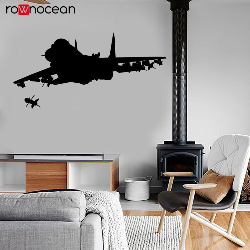 Baby Nursery Wall Decals - Jet avcı uçağı ateşleme füze askeri