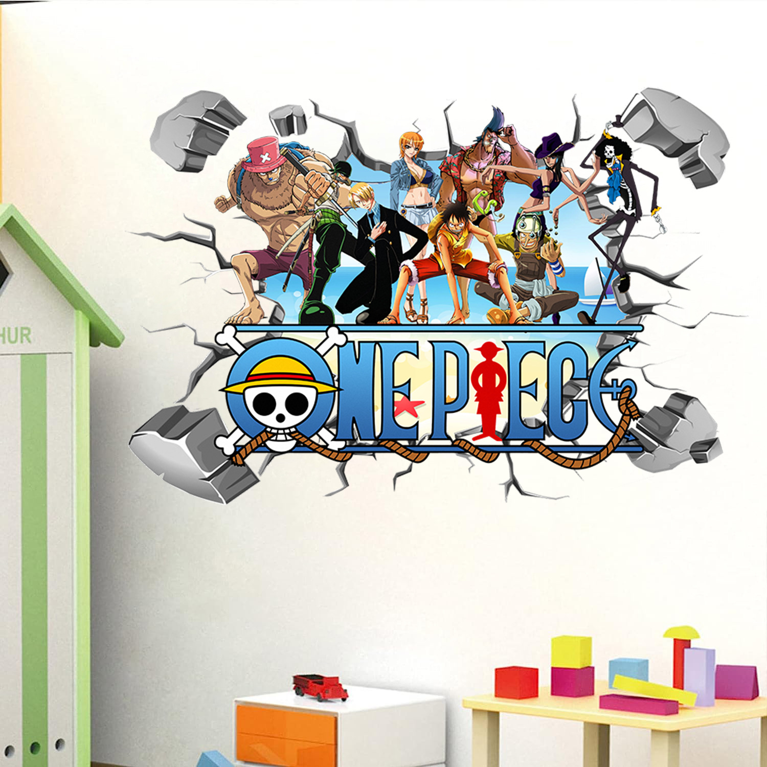 Baby Nursery Wall Decals - Karikatür tek parça Luffy 3D duvar