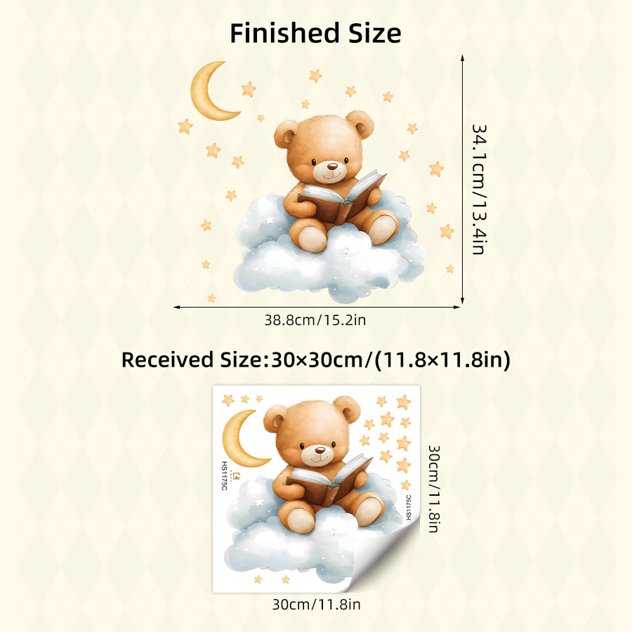 Sevimli Ayı Ay Yıldız Duvar Çı - Baby Nursery Wallpaper Girl incelemesi ve fiyatı