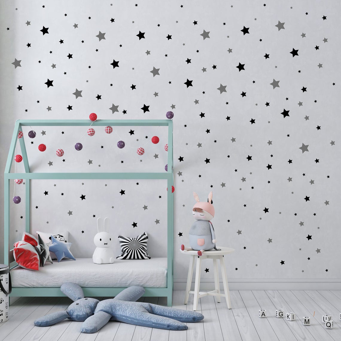 Karikatür 65 Adet Yıldız Duvar - Baby Nursery Wall Decals incelemesi ve fiyatı