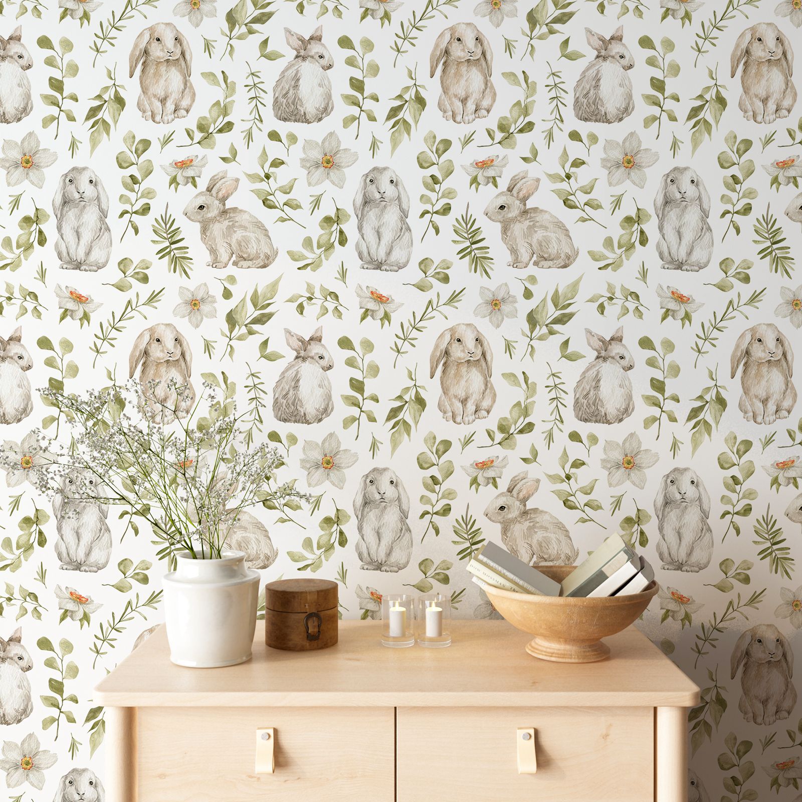 Tavşan Duvar Kağıdı Çocuk Odas - Baby Nursery Wallpaper Girl incelemesi ve fiyatı
