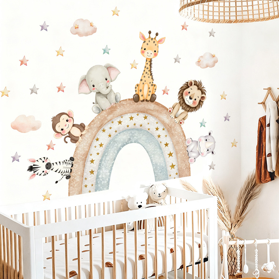 Orman Hayvanları Gökkuşağı Duv - Baby Nursery Wallpaper Girl incelemesi ve fiyatı