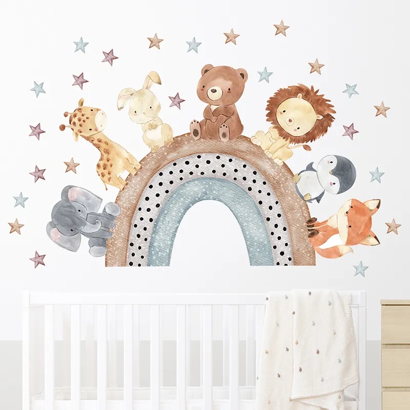 Orman Hayvanları Gökkuşağı Duv - Baby Nursery Wallpaper Girl incelemesi ve fiyatı