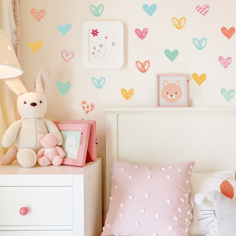 Yeni Renkli Kalp Duvar Çıkartm - Baby Nursery Wallpaper Girl incelemesi ve fiyatı
