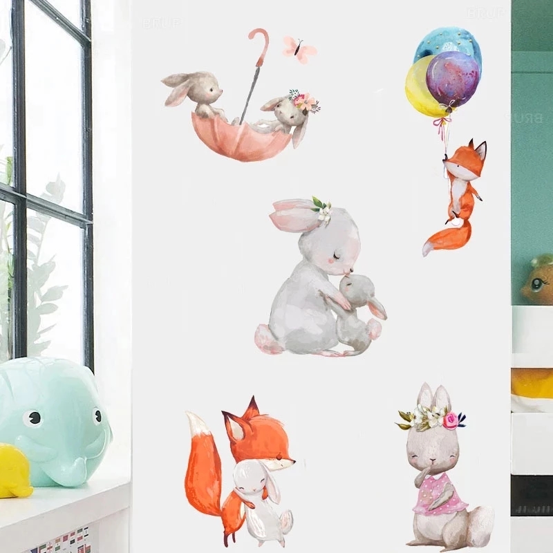 Sevimli tavşan ayı yıldız duva - Baby Nursery Wallpaper Girl incelemesi ve fiyatı