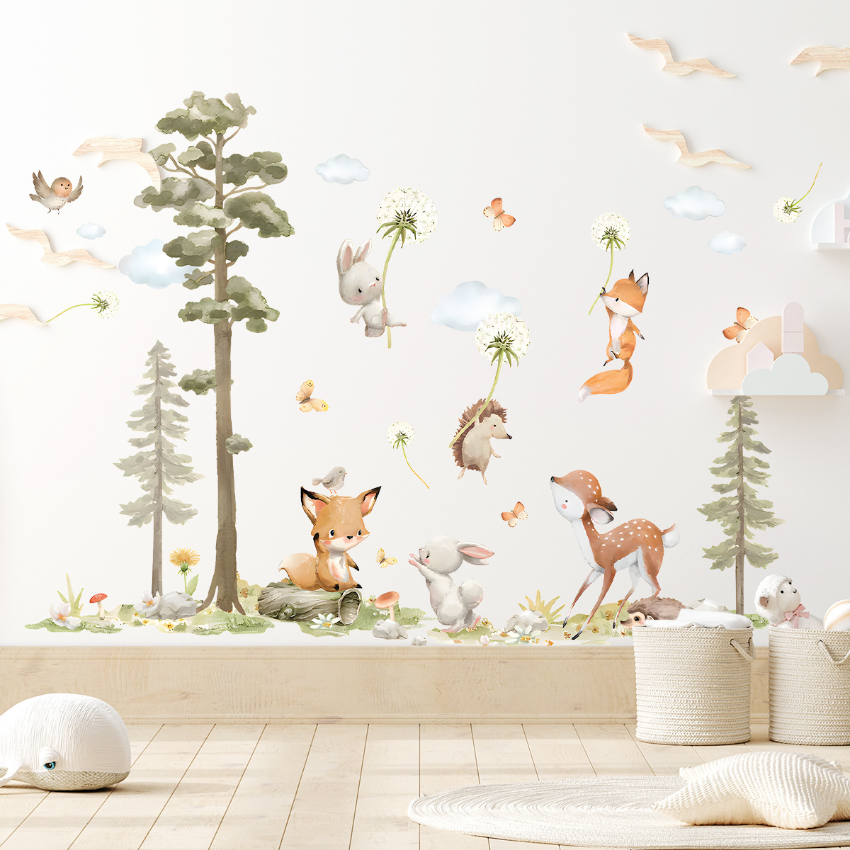 Sevimli Orman Hayvanları duvar - Baby Nursery Wallpaper Girl incelemesi ve fiyatı