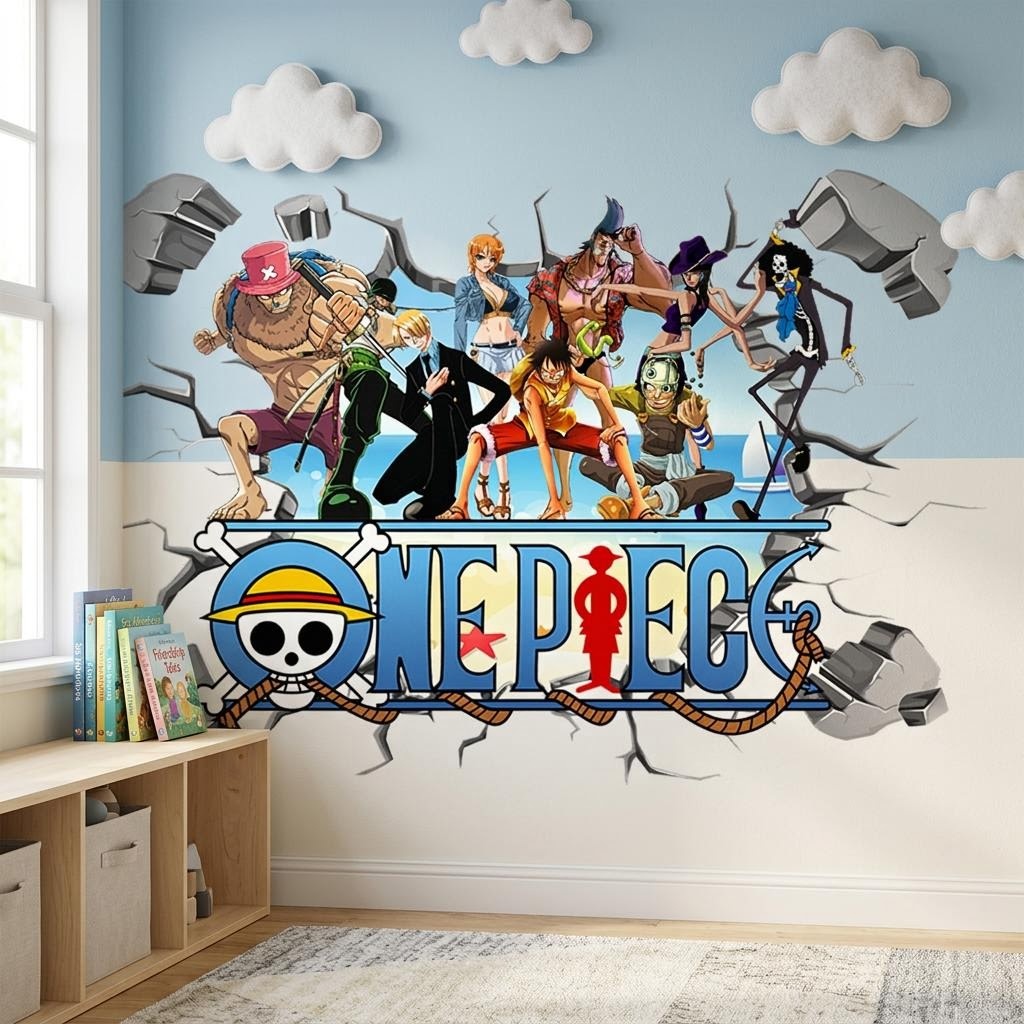 Karikatür tek parça Luffy 3D d - Baby Nursery Wall Decals incelemesi ve fiyatı