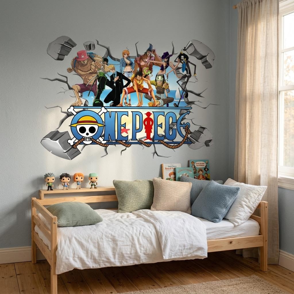 Karikatür tek parça Luffy 3D d - Baby Nursery Wall Decals incelemesi ve fiyatı