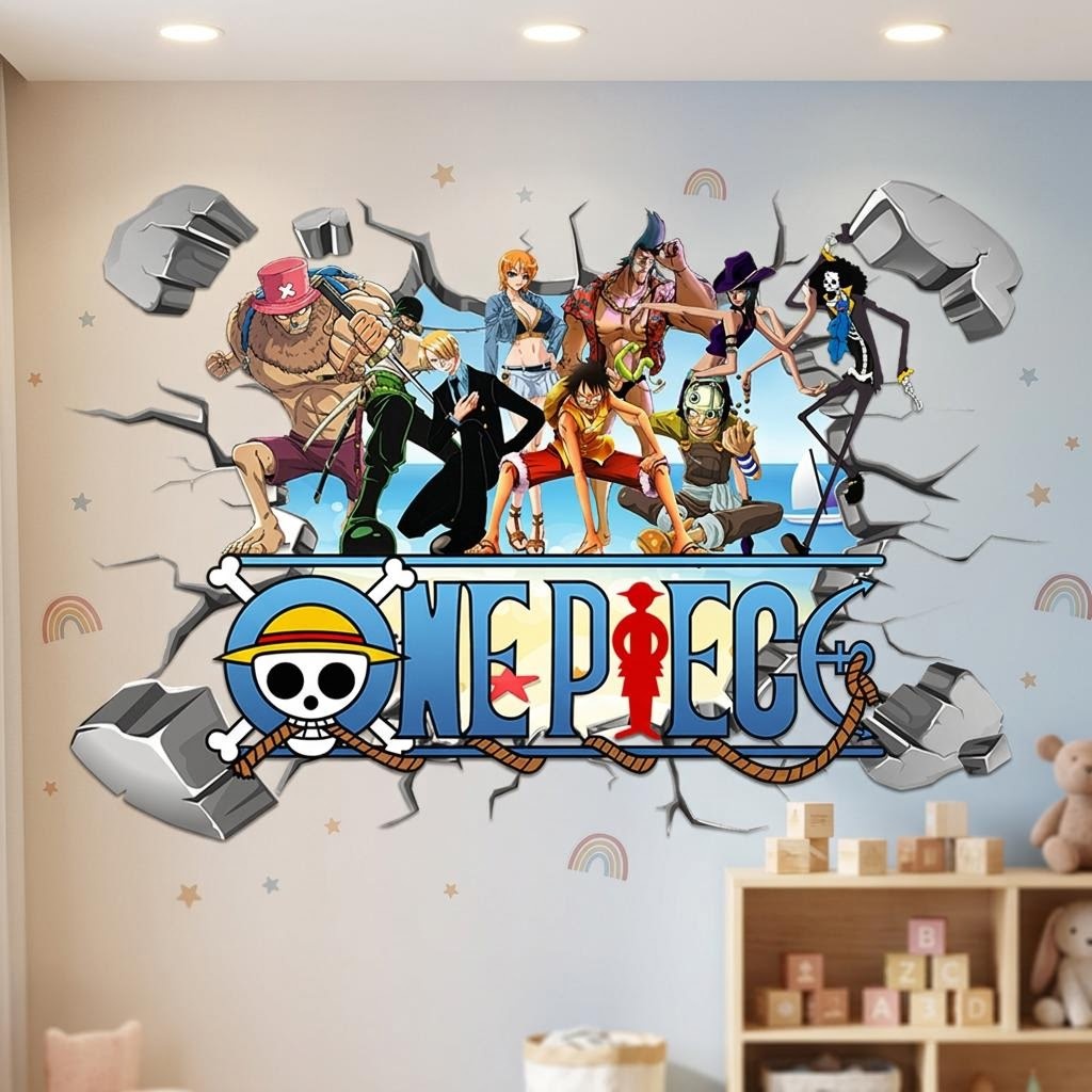Karikatür tek parça Luffy 3D d - Baby Nursery Wall Decals incelemesi ve fiyatı