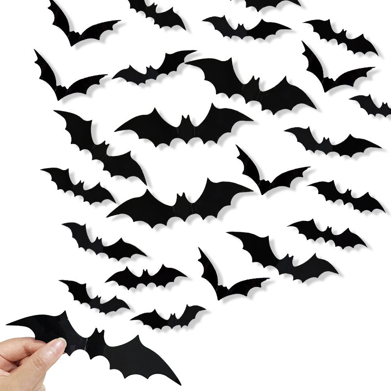 12-120 adet 3D siyah yarasa du - Baby Nursery Wall Decals incelemesi ve fiyatı