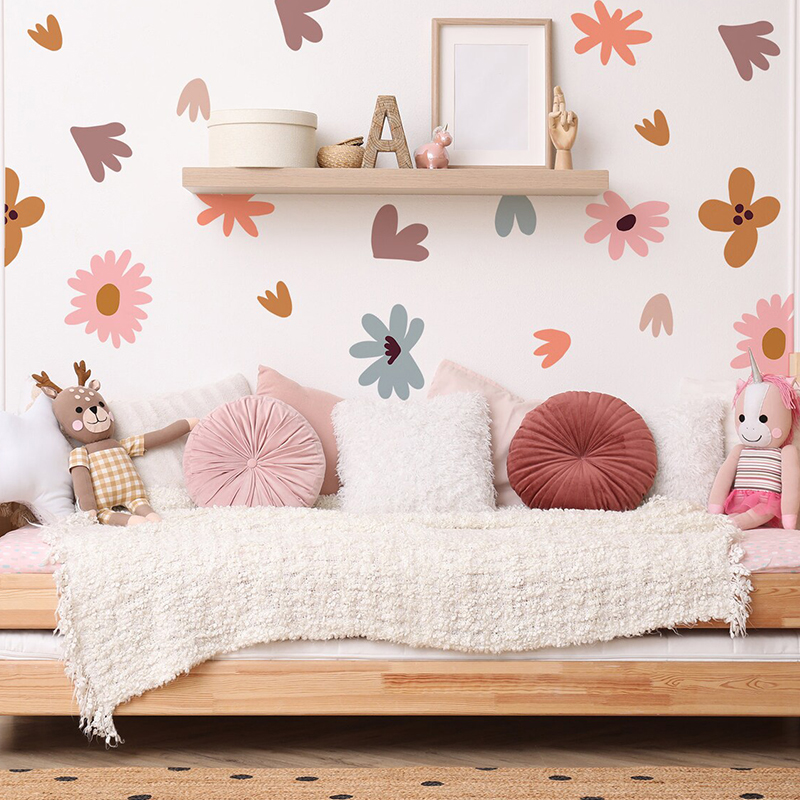 DIY renkli çiçekler duvar çıka - Baby Nursery Wallpaper Girl incelemesi ve fiyatı