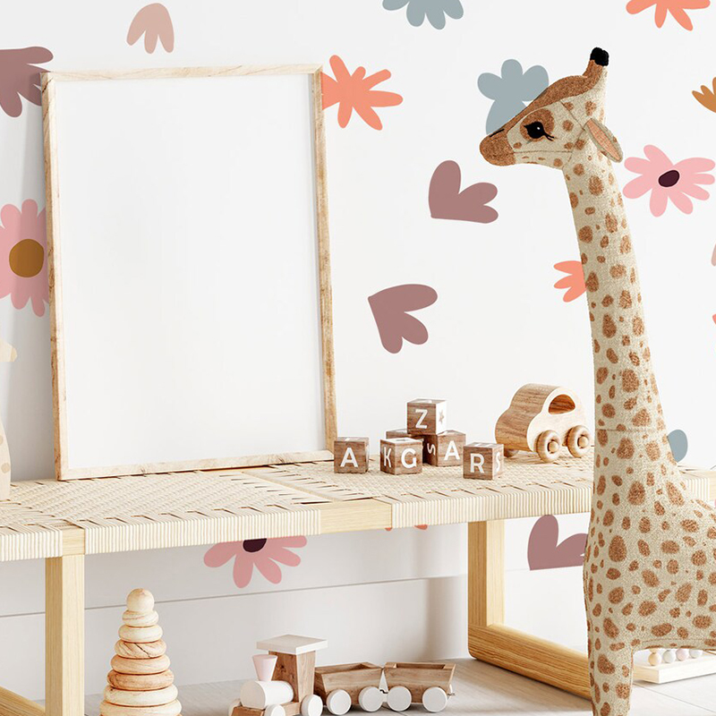 DIY renkli çiçekler duvar çıka - Baby Nursery Wallpaper Girl incelemesi ve fiyatı