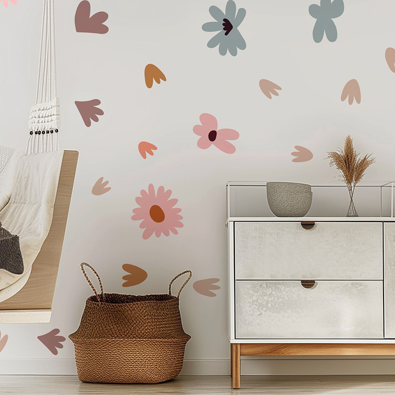 DIY renkli çiçekler duvar çıka - Baby Nursery Wallpaper Girl incelemesi ve fiyatı
