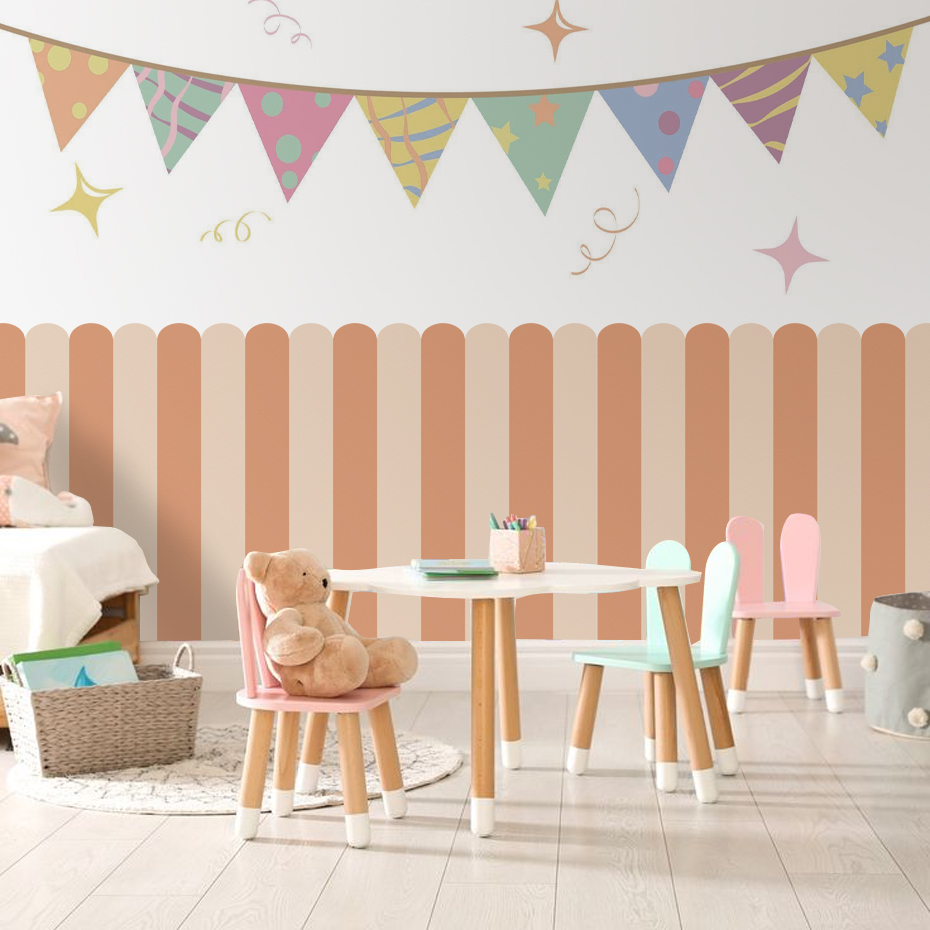 Çok renkli Dikey Çizgili Ark D - Baby Nursery Wall Decals incelemesi ve fiyatı